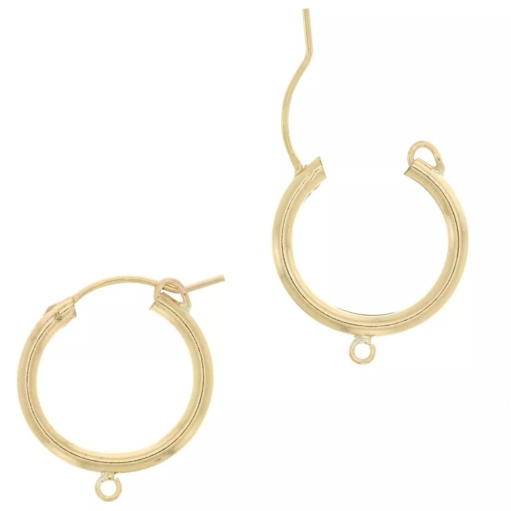 Nuovo Donna Orecchini Pieghevole a Cerchio Oro Bianco 585 14