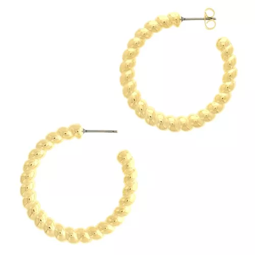 Orecchini a cerchio corda intrecciata 35 mm - Dorato con oro fino x2