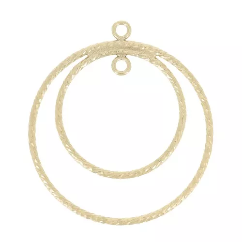 Pendente tondo diamantato doppio anello 27.5x25 mm - Gold filled x1