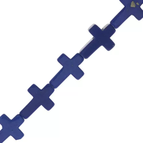 Perla croce 16.5x12 mm Imitazione pietra gemma tinta - Lapis lazuli x1