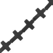 Perla croce 16.5x12 mm Imitazione pietra gemma tinta - Onice nero x1