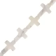 Perla croce 16.5x12 mm Imitazione pietra gemma tinta - Howlite x1