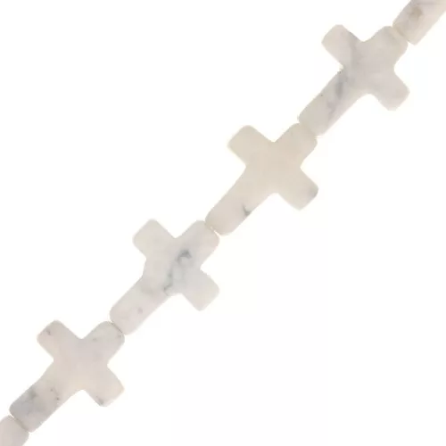 Perla croce 16.5x12 mm Imitazione pietra gemma tinta - Howlite x1