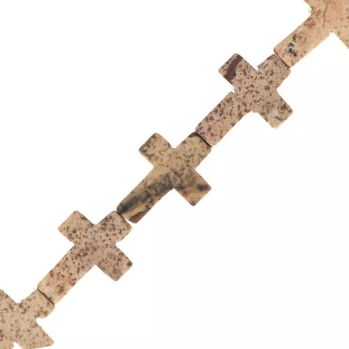 Perla croce 16.5x12 mm Imitazione pietra gemma tinta - Diasro paesaggio x1