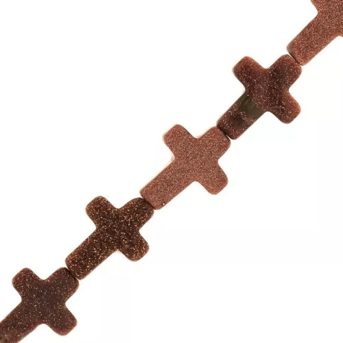 Perla croce 16.5x12 mm Imitazione pietra gemma tinta - Pietra di sole x1