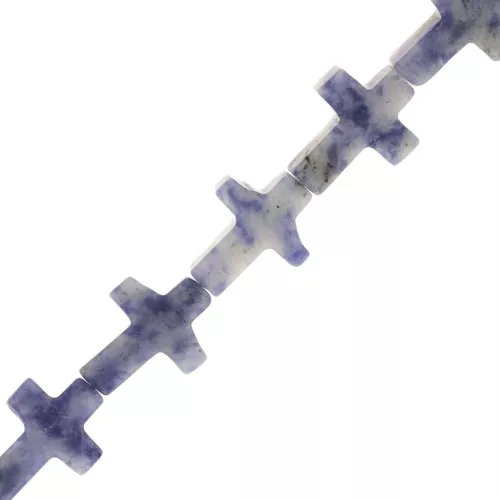 Perla croce 16.5x12 mm Imitazione pietra gemma tinta - Sodalite x1