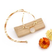 Pendente tondo pietra gemma 16 mm Arg.925 Dorato con oro fino Amazzonite x1