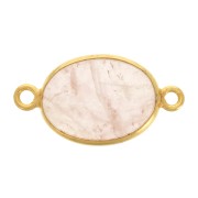 Distanziatore ovale in pietra gemma 14x10mm Arg925 Dorato oro fino Quarzo rosa
