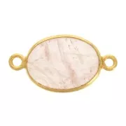 Distanziatore ovale in pietra gemma 14x10mm Arg925 Dorato oro fino Quarzo rosa