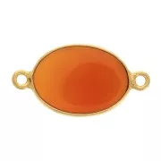 Distanziatore ovale in pietra gemma 14x10mm Arg925 Dorato oro fino Corniola