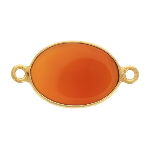 Distanziatore ovale in pietra gemma 14x10mm Arg925 Dorato oro fino Corniola