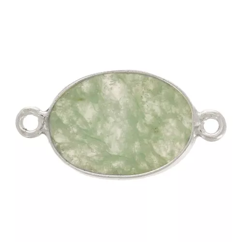 Distanziatore ovale in pietra gemma 15x10mm Argento 925 - Avventurina x1