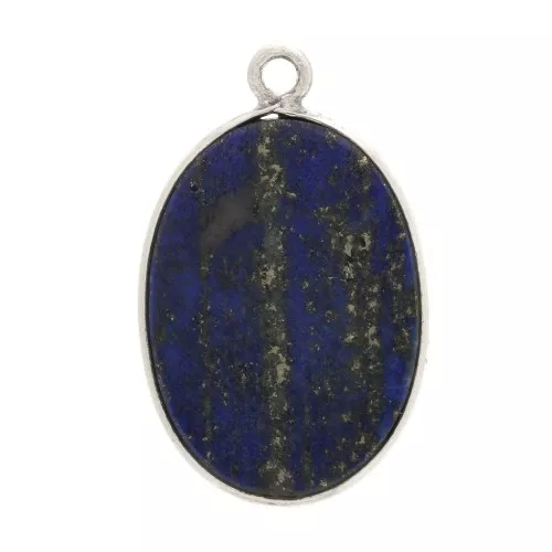 Pendente ovale in pietra gemma 22x14mm Arg.925 - Lapis lazzuli x1