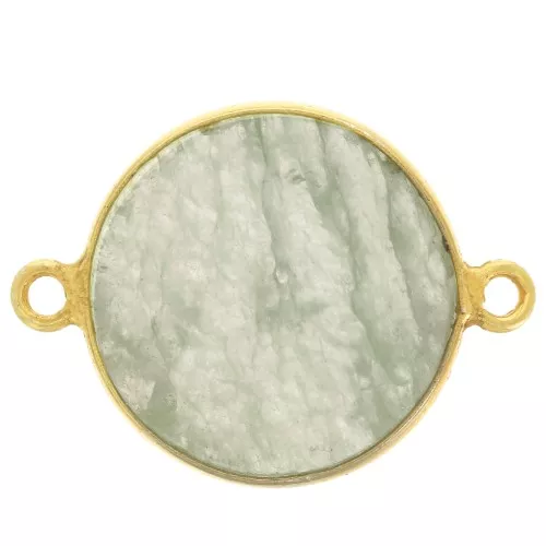 Distanziatore tondo in pietra gemma 16mm Arg925 Dorato oro fino Avventurina