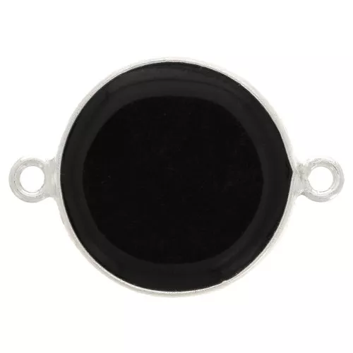 Distanziatore tondo in pietra gemma 16mm Arg925 - Onice nero x1