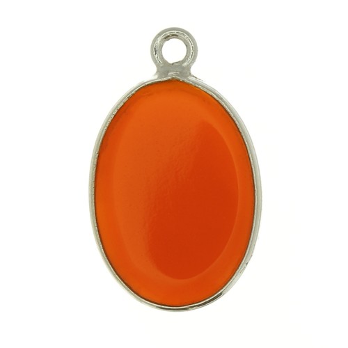 Pendente ovale in pietra gemma 18x11mm - Argento 925 imitazione Corniolax1