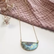 Distanziatore per collana in pietra gemma 33x19 mm - Argento 925 Onice nero x1