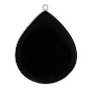 Pendente goccia in pietra gemma 39x31 mm - Argento 925 - Onice nero x1