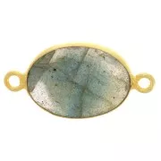 Distanziatore in pietra gemma 14x10mm Arg925 Dorato oro fino Labradorite