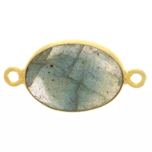Distanziatore in pietra gemma 14x10mm Arg925 Dorato oro fino Labradorite