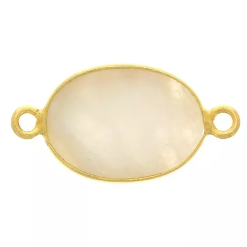 Distanziatore in pietra gemma 14x10mm Arg925 Dorato oro fino Pietra di luna