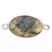 Distanziatore ovale in pietra gemma 15x10mm Argento 925 - Labradorite x1
