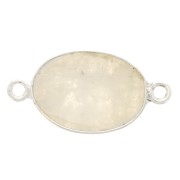 Distanziatore ovale in pietra gemma 15x10mm Argento 925 - Pietra di luna x1