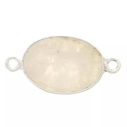 Distanziatore ovale in pietra gemma 15x10mm Argento 925 - Pietra di luna x1