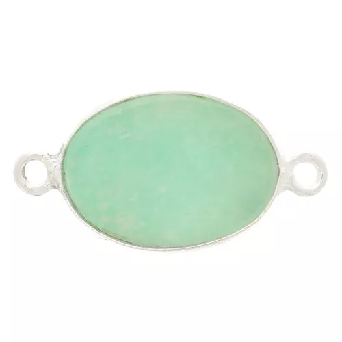 Distanziatore ovale in pietra gemma 15x10mm Argento 925 - Amazzonite x1
