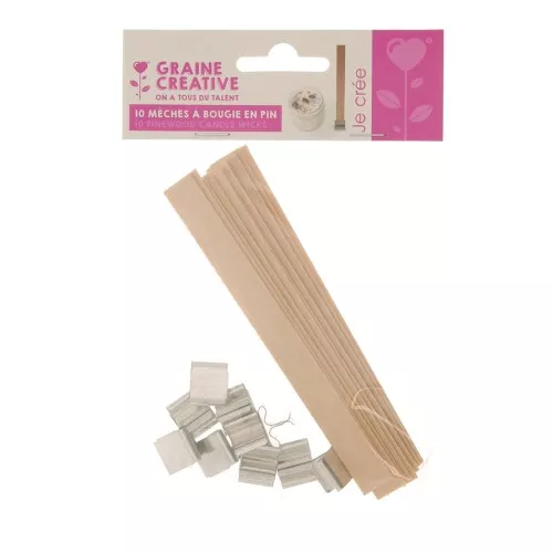 Stoppini per candele in legno di pino 13x130 mm - con basi metalliche x10