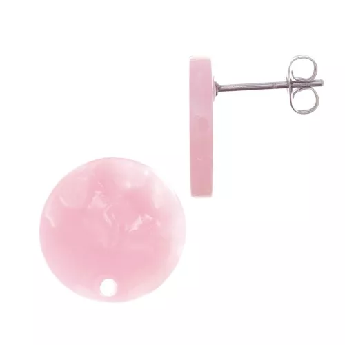 Orecchini a perno in acetato 15mm Squama di tartaruga Rosa perlato x2