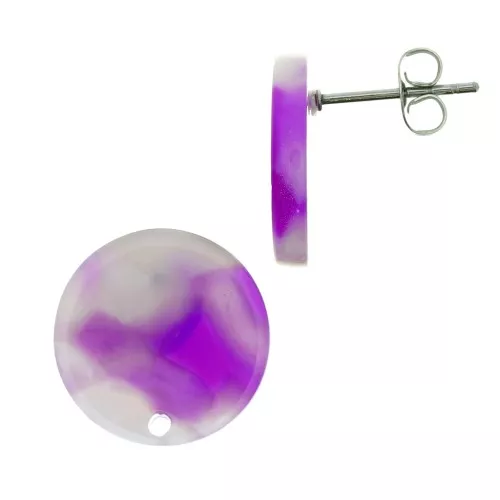 Orecchini a perno in acetato 15mm Squama di tartaruga Viola - Biancox2