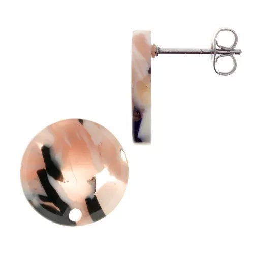 Orecchini a perno in acetato 15mm Squama di tartaruga Marrone chiaro bianco nerox2