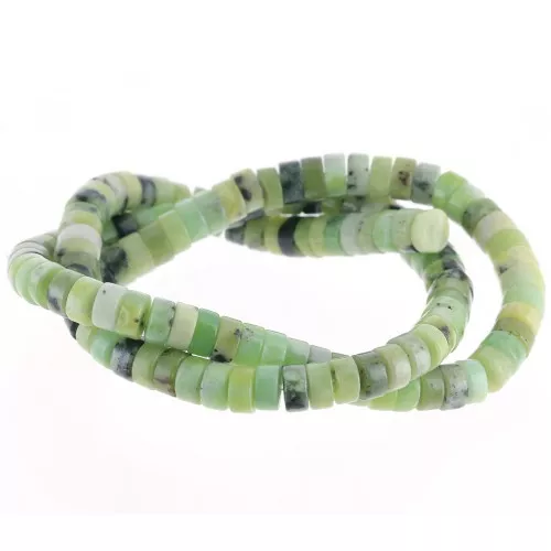 Perla di pietra semipreziosa 6x3 mm - Serpentina x40cm