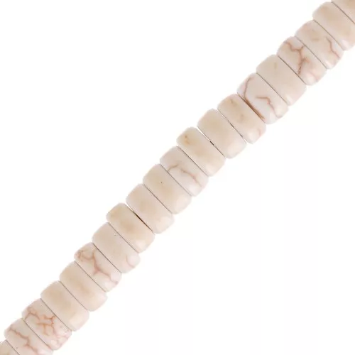 Perle rondelle heishi 6x3 mm imitazione Howlite - Crema x38 cm