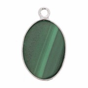 Pendente ovale in pietra gemma 18x11mm - Argentoo 925 - Malachite x1|raw }}