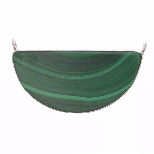 Distanziatore in pietra gemma 33x19 mm - Argento 925 - Malachite x1