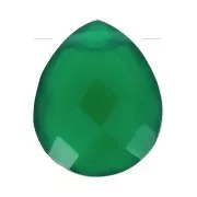 Onice - Perle goutte facettée - briolette plate 12x10 mm pierre gemme teintée Onyx vert x1 Perle goutte facettée - briolette plate 12x10 mm pierre gemme teintée Onyx vert x1
