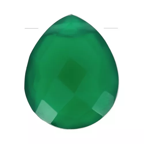 Perle goccie sfaccetta - briolette piatta12x10mm pietra gemma tinta Onice verde x1
