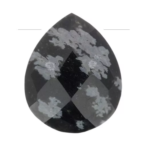 Perle goccie sfaccetta - briolette piatta12x10mm pietra gemma- Ossidiana x1