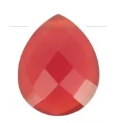 Perle goccie sfaccetta - briolette piatta12x10mm pietra gemma tint- Agata rosso x1
