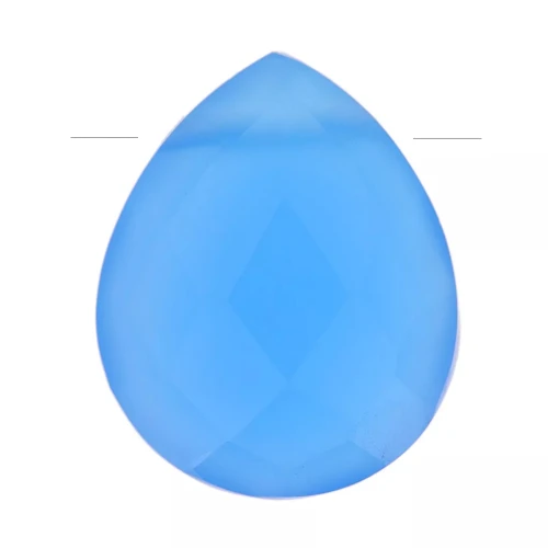 Perle goccie sfaccetta - briolette piatta12x10mm pietra gemma teintée Onice blu x1