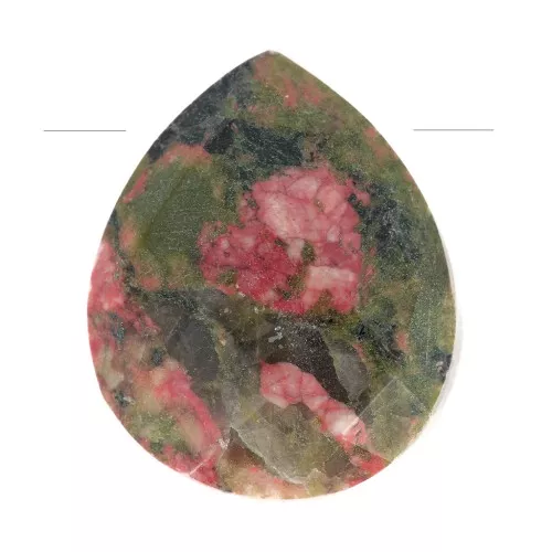 Perle goccie sfaccetta - briolette piatta12x10mm pietra gemma- Unakite x1
