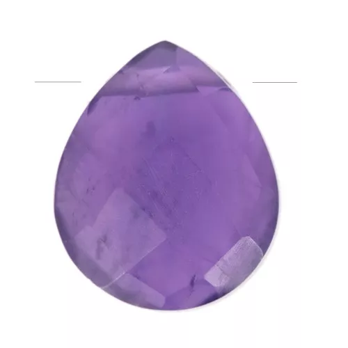 Perle goccie sfaccetta - briolette piatta12x10mm pietra gemma- Ametista x1