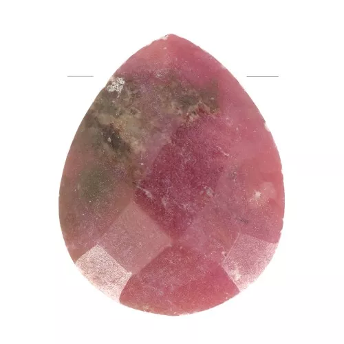 Perle goccie sfaccetta - briolette piatta12x10mm pietra gemma- Rodonite x1