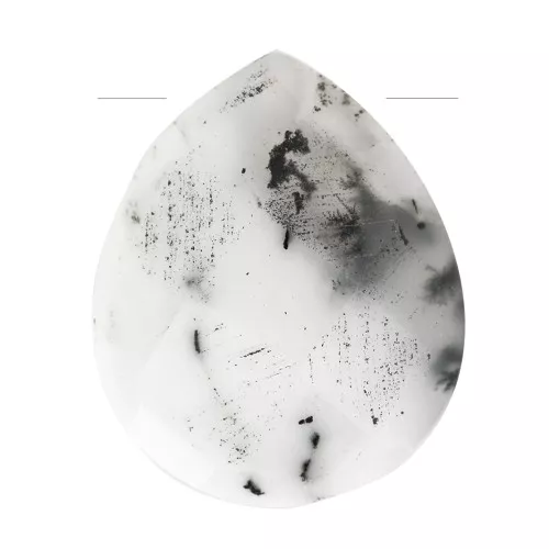 Perle goccie sfaccetta - briolette piatta12x10mm pietra gemma- Dendrite x1