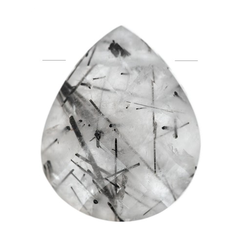 Perle goccie sfaccetta - briolette piatta12x10mm pietra gemma- Quarzo rutilo x1