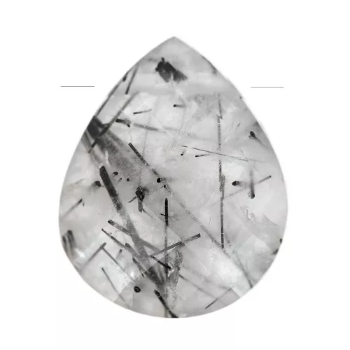 Perle goccie sfaccetta - briolette piatta12x10mm pietra gemma- Quarzo rutilo x1