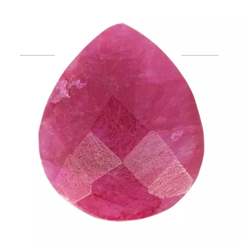 Perle goccie sfaccetta - briolette piatta12x10mm pietra gemma Imitazione Rubino x1