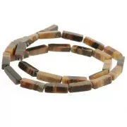 Perles tubes rectangles en pierre gemme  13x4 mm - Oeil de tigre x39cm
